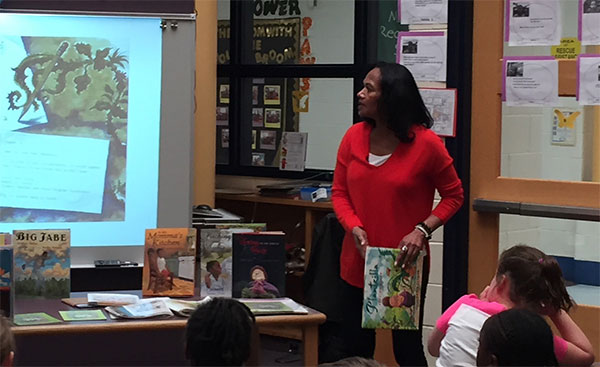 Jerdine Nolen, speaking at a school